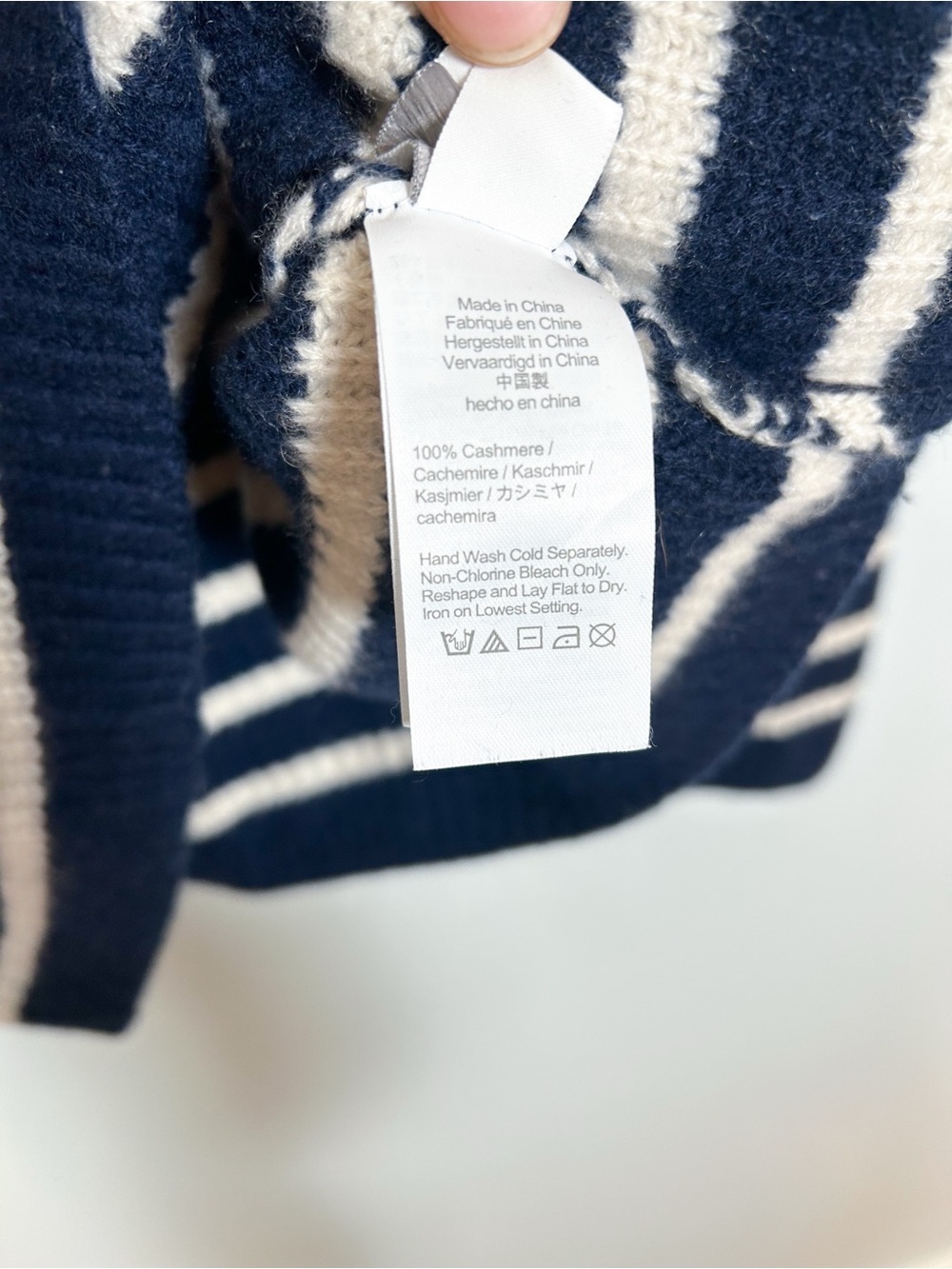 J. Crew Cashmere Striped Navy Turtleneck Sweater - Picture 7 of 7